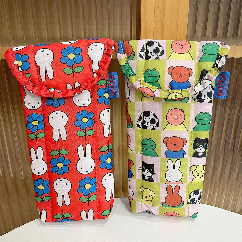 Kawaii Miffy Cute Umbrella Cartoon Rabbit Printing Cotton Clip Thickening Portable Glasses Bag Girl Gift