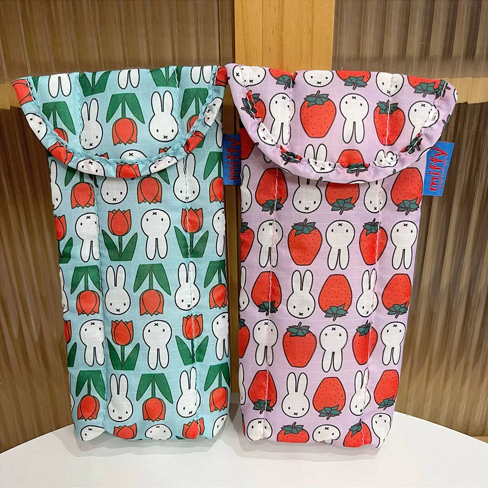 Kawaii Miffy Cute Umbrella Cartoon Rabbit Printing Cotton Clip Thickening Portable Glasses Bag Girl Gift
