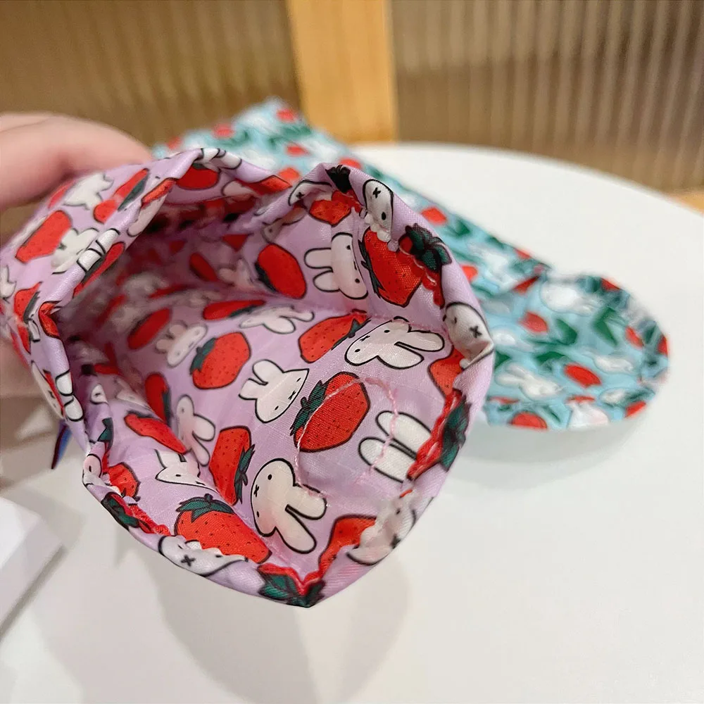 Kawaii Miffy Cute Umbrella Cartoon Rabbit Printing Cotton Clip Thickening Portable Glasses Bag Girl Gift