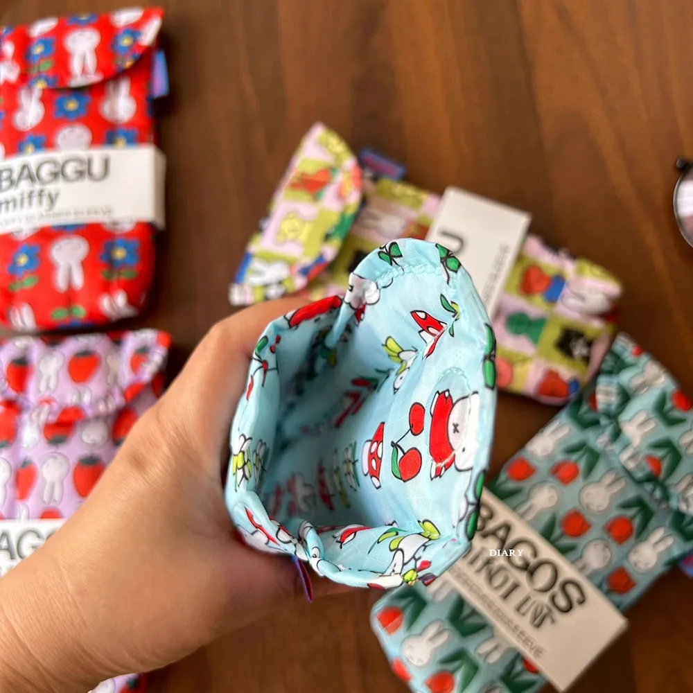 Kawaii Miffy Cute Umbrella Cartoon Rabbit Printing Cotton Clip Thickening Portable Glasses Bag Girl Gift