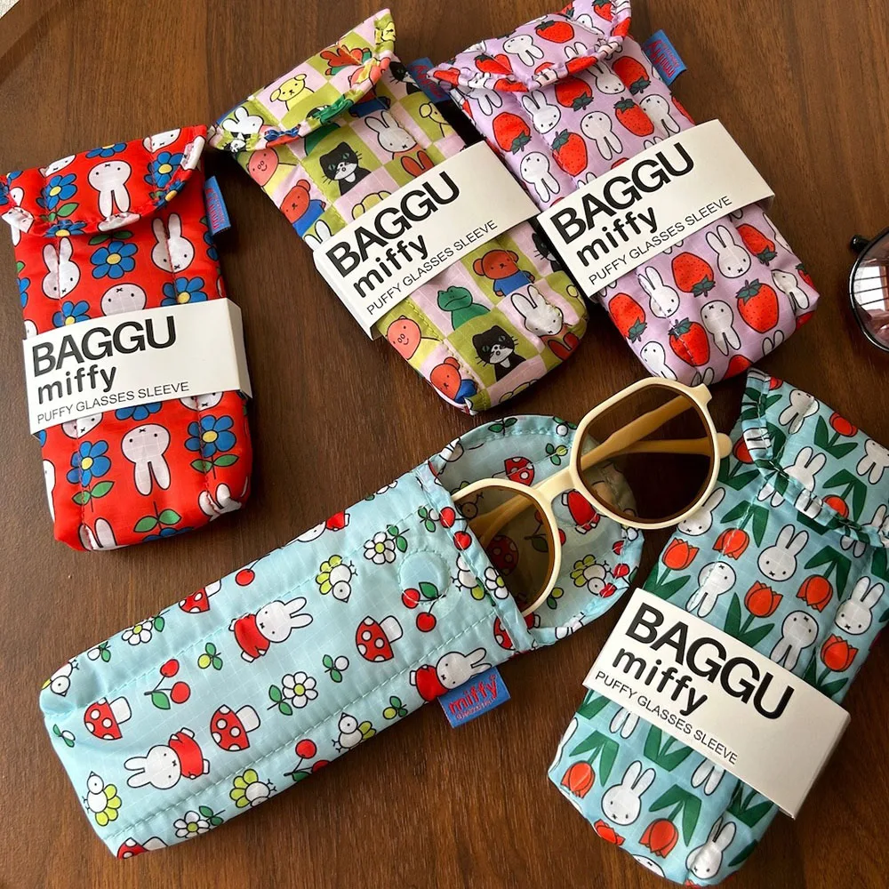 Kawaii Miffy Cute Umbrella Cartoon Rabbit Printing Cotton Clip Thickening Portable Glasses Bag Girl Gift
