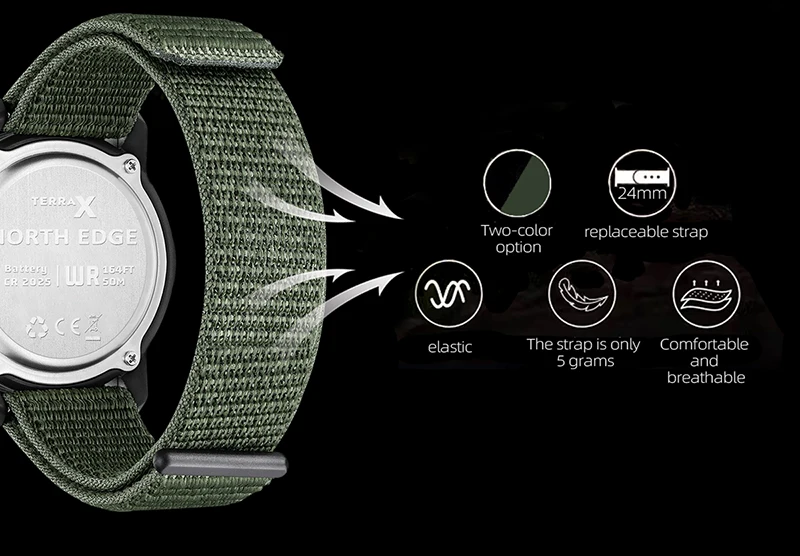 NORTH EDGE NEW TERRAX Men's Digital Military Watches Outdoor Sports Swimming Waterproof 50M Stopwatch Countdown Watch For Men