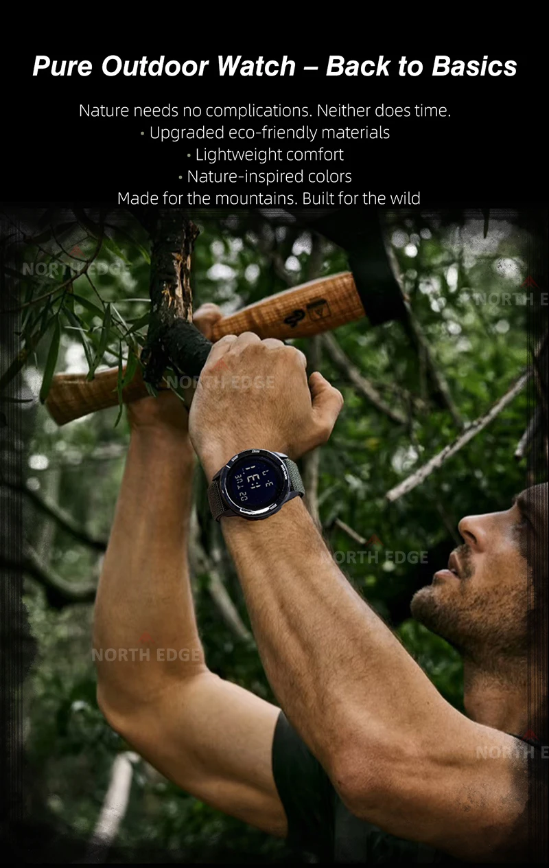 NORTH EDGE NEW TERRAX Men's Digital Military Watches Outdoor Sports Swimming Waterproof 50M Stopwatch Countdown Watch For Men