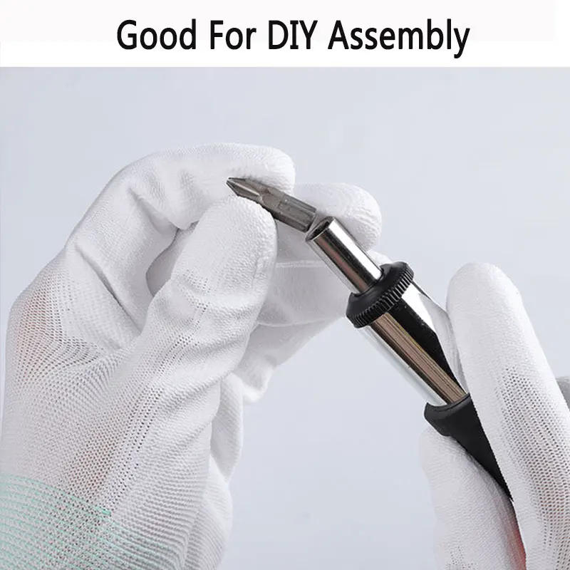 24 Pieces/12 Pairs Black Nylon Knitted Liner Dipped PU Nitrile Palm Electronic Anti-Static Safety Protective Work Gloves Man