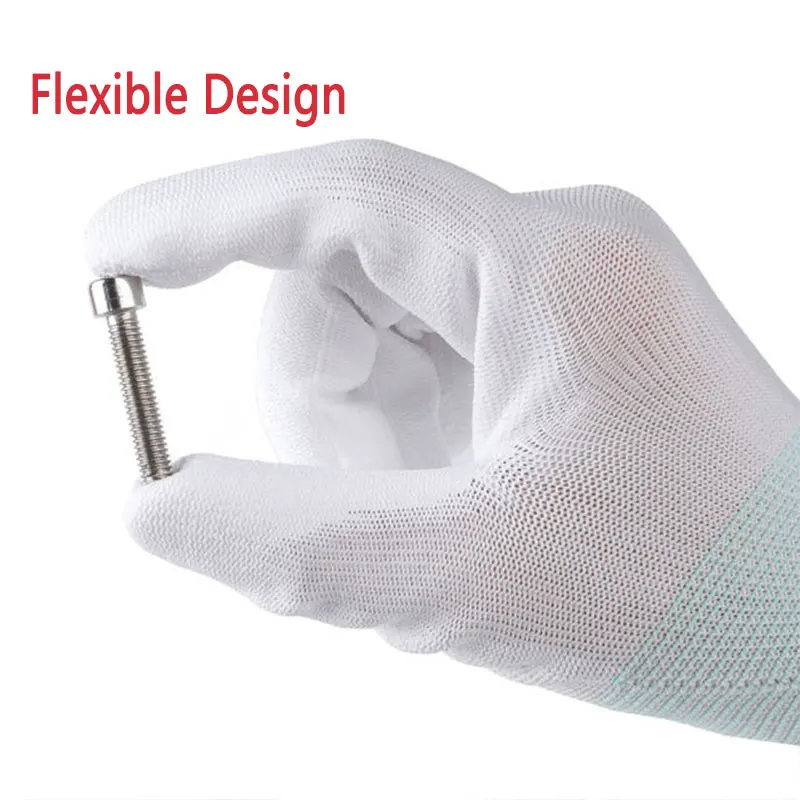 24 Pieces/12 Pairs Black Nylon Knitted Liner Dipped PU Nitrile Palm Electronic Anti-Static Safety Protective Work Gloves Man