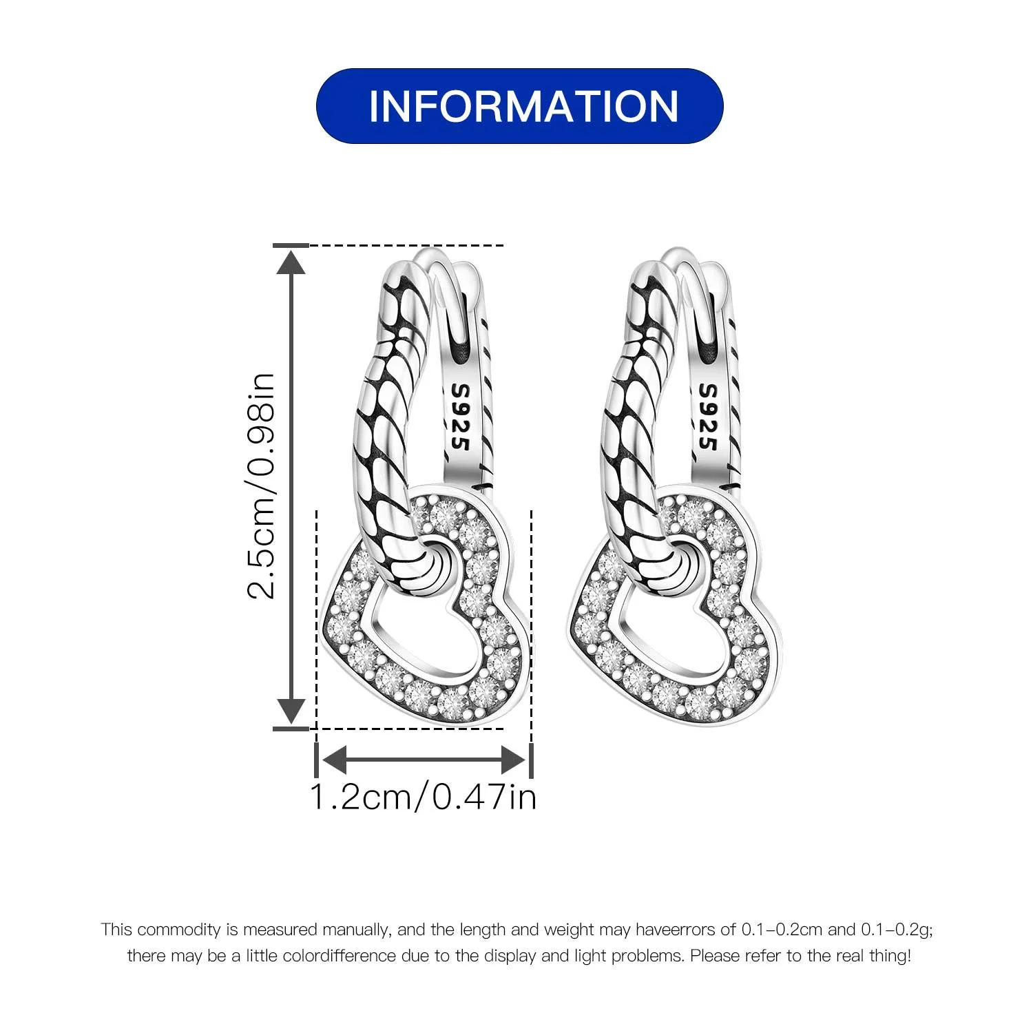 Orstarry 925 Sterling Silver Wings Guardian Love Heart Drop Earrings Women Earrings Charm Trend Versatile Party Jewelry Gifts