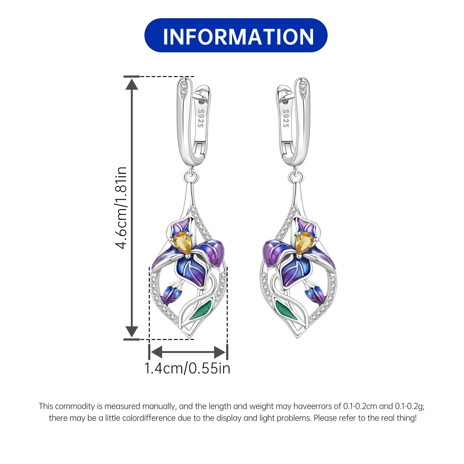 Orstarry 925 Sterling Silver Wings Guardian Love Heart Drop Earrings Women Earrings Charm Trend Versatile Party Jewelry Gifts
