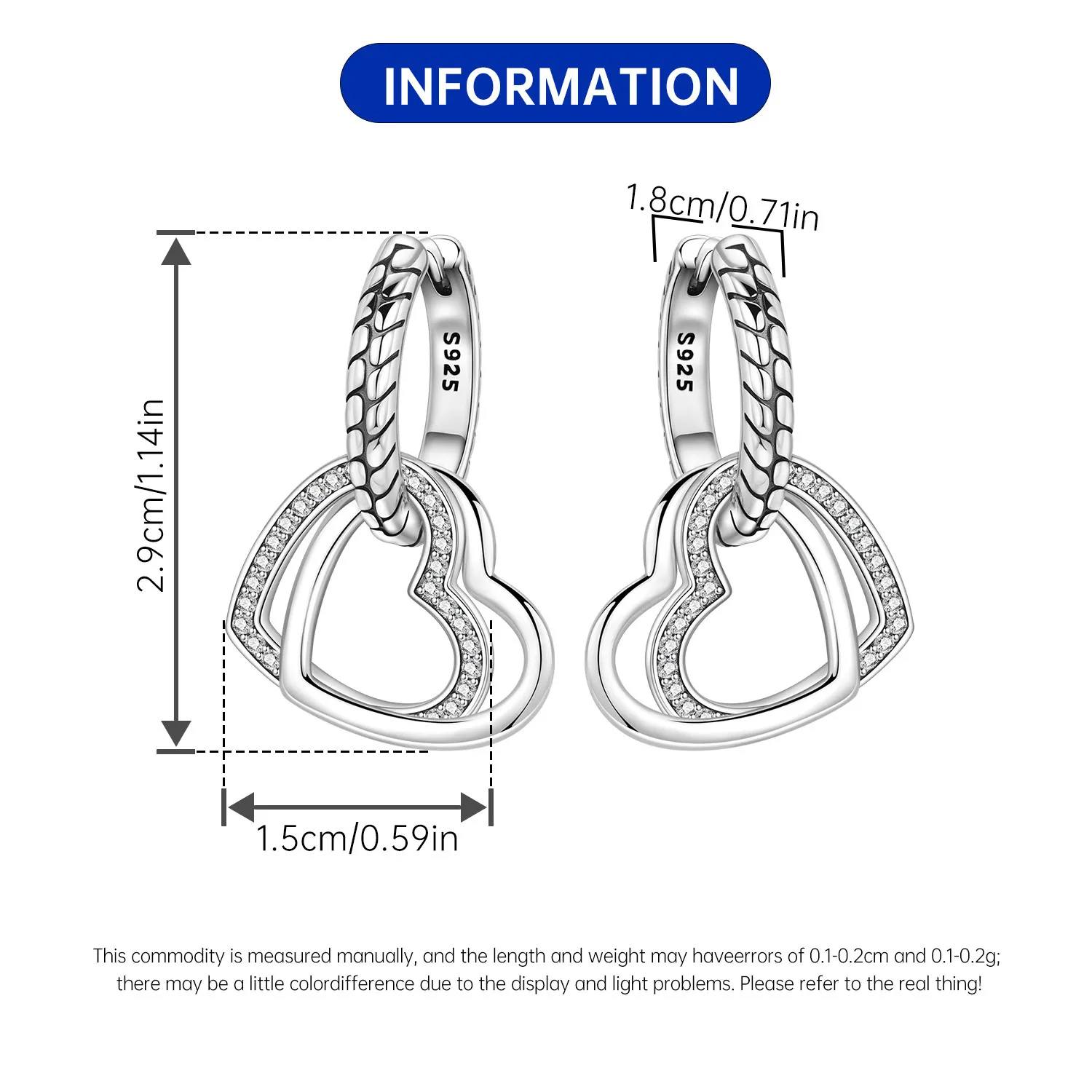 Orstarry 925 Sterling Silver Wings Guardian Love Heart Drop Earrings Women Earrings Charm Trend Versatile Party Jewelry Gifts