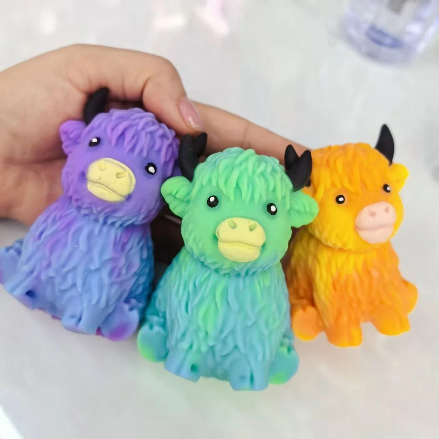 Popular New Products Scottish Highland Cow Stress Relief Toy Slow Bounce Sensory Soft Toy Cheese Squeezing Stress Relief Gift