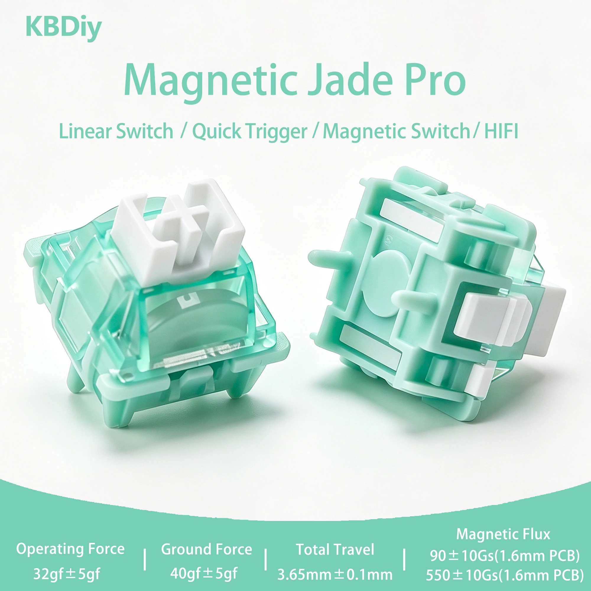 KBDiy Magnetic Jade Pro Switch 32gf HIFI Creamy RGB Switches Hall Effect RT0.001mm For 75% Magnetic Keyboard Gaming POM PC PA66
