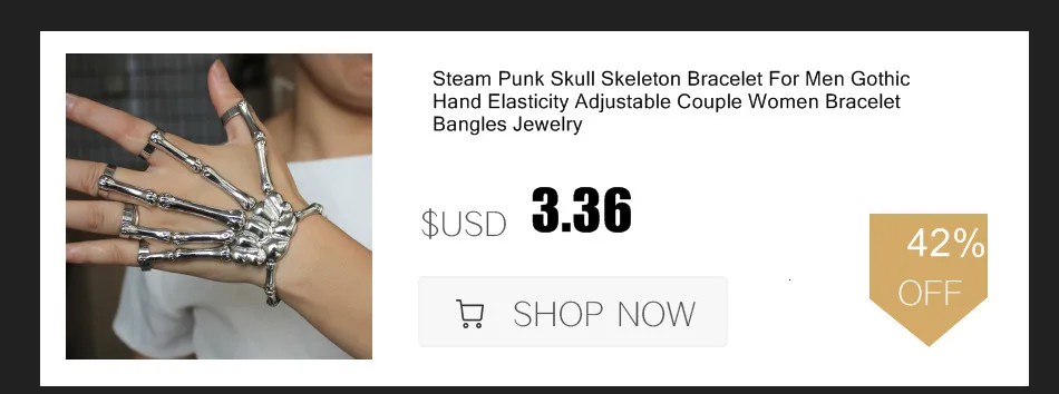 Steam Punk Metal Skull Skeleton Bracelet For Men Gothic Hand Accessories Elasticity Adjustable Couple Women Bangles Jewelry