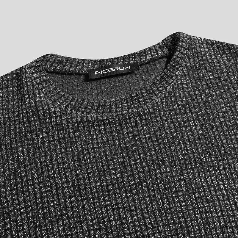 INCERUN 2024 Fashion Men T Shirt Mesh See Through O-neck Long Sleeve Camisetas Party Nightclub Streetwear Sexy Tee Tops S-5XL