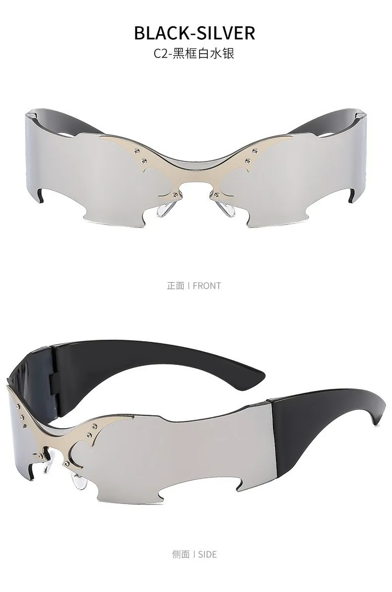 rimless one piece Y2K sunglasses men new fashion hip hop punk sun glasses women vintage Party funny shades mask shield shades