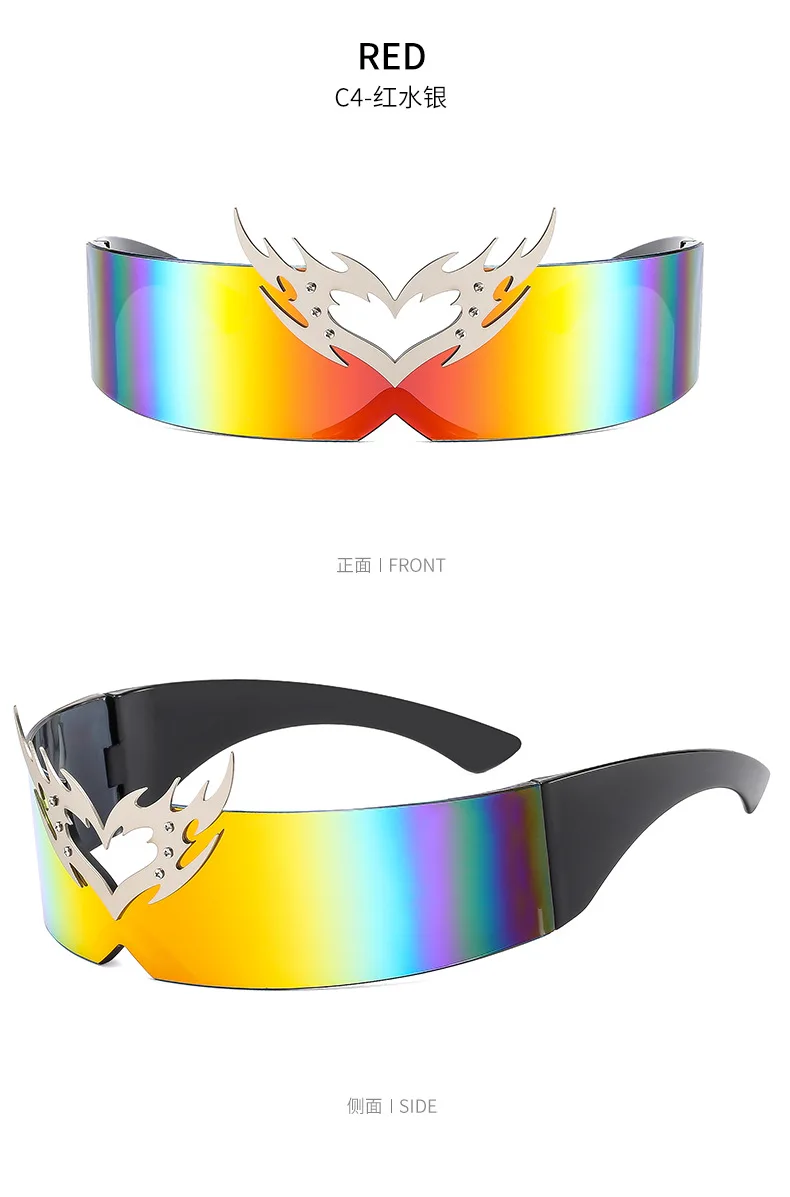 rimless one piece Y2K sunglasses men new fashion hip hop punk sun glasses women vintage Party funny shades mask shield shades