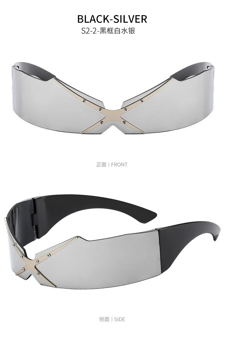 rimless one piece Y2K sunglasses men new fashion hip hop punk sun glasses women vintage Party funny shades mask shield shades