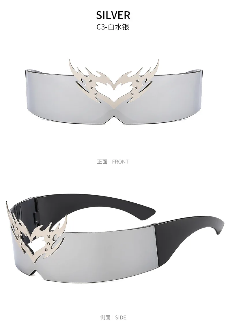 rimless one piece Y2K sunglasses men new fashion hip hop punk sun glasses women vintage Party funny shades mask shield shades
