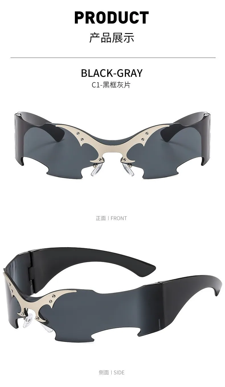 rimless one piece Y2K sunglasses men new fashion hip hop punk sun glasses women vintage Party funny shades mask shield shades