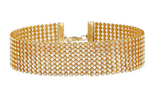 Punk Golden Silver Color Inlay Rhinestone Crystal Choker Necklace for Women Hip Hop Party Accessories Collar Chocker Gifts