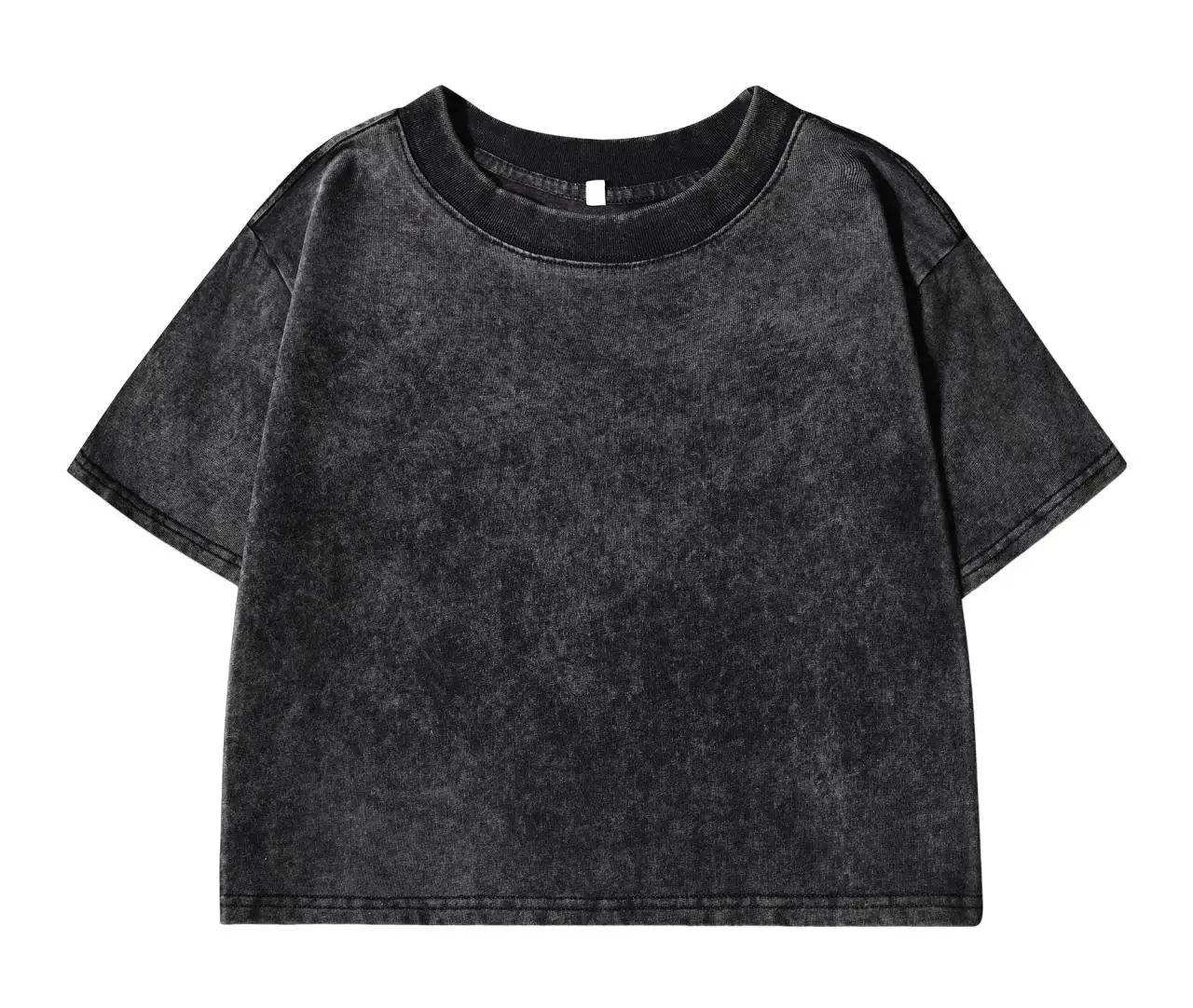 Summer Cotton Washed T-Shirts For Women Loose O-Neck Solid Crop Tops Casual Vintage Short Sleeve Tees Y2k Street Woman Clothes