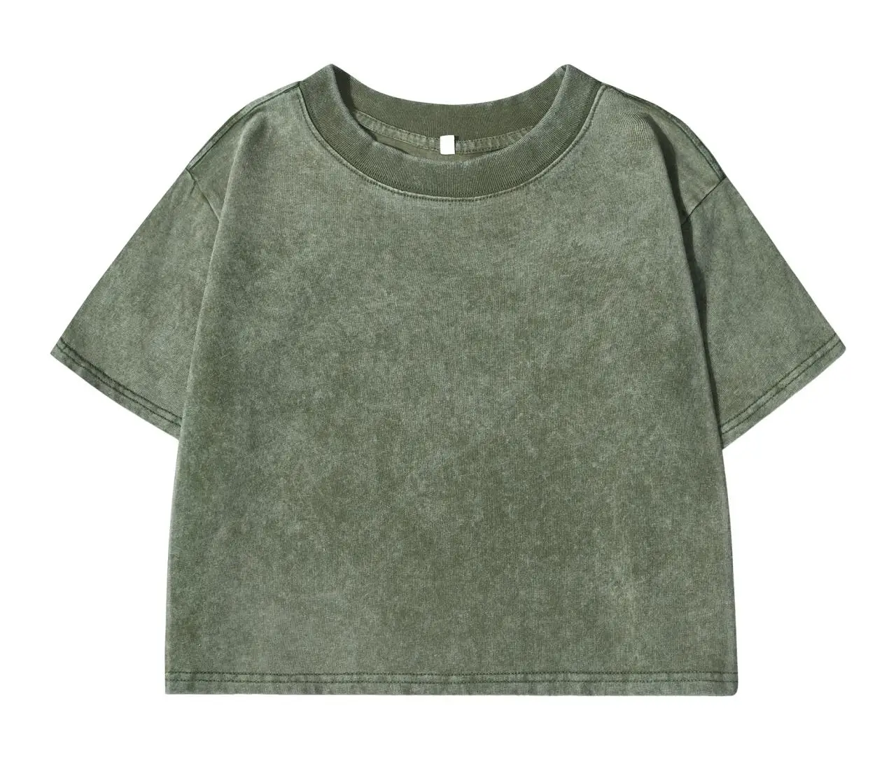 Summer Cotton Washed T-Shirts For Women Loose O-Neck Solid Crop Tops Casual Vintage Short Sleeve Tees Y2k Street Woman Clothes