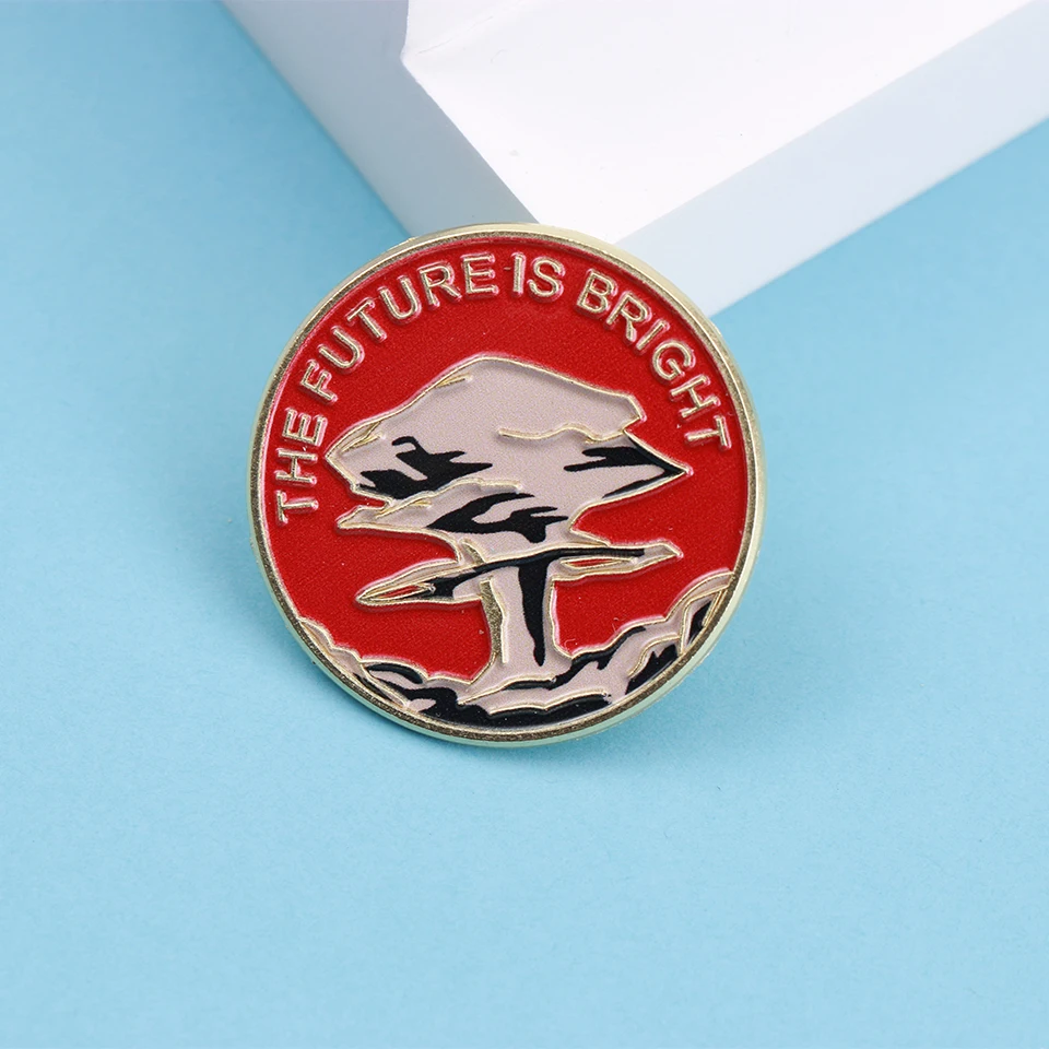 Cartoon Letters The Future Is Bright Enamel Metal Funny Lapel Pins Brooches Badges Backpack Wholesale Jewelry Gift for Friends