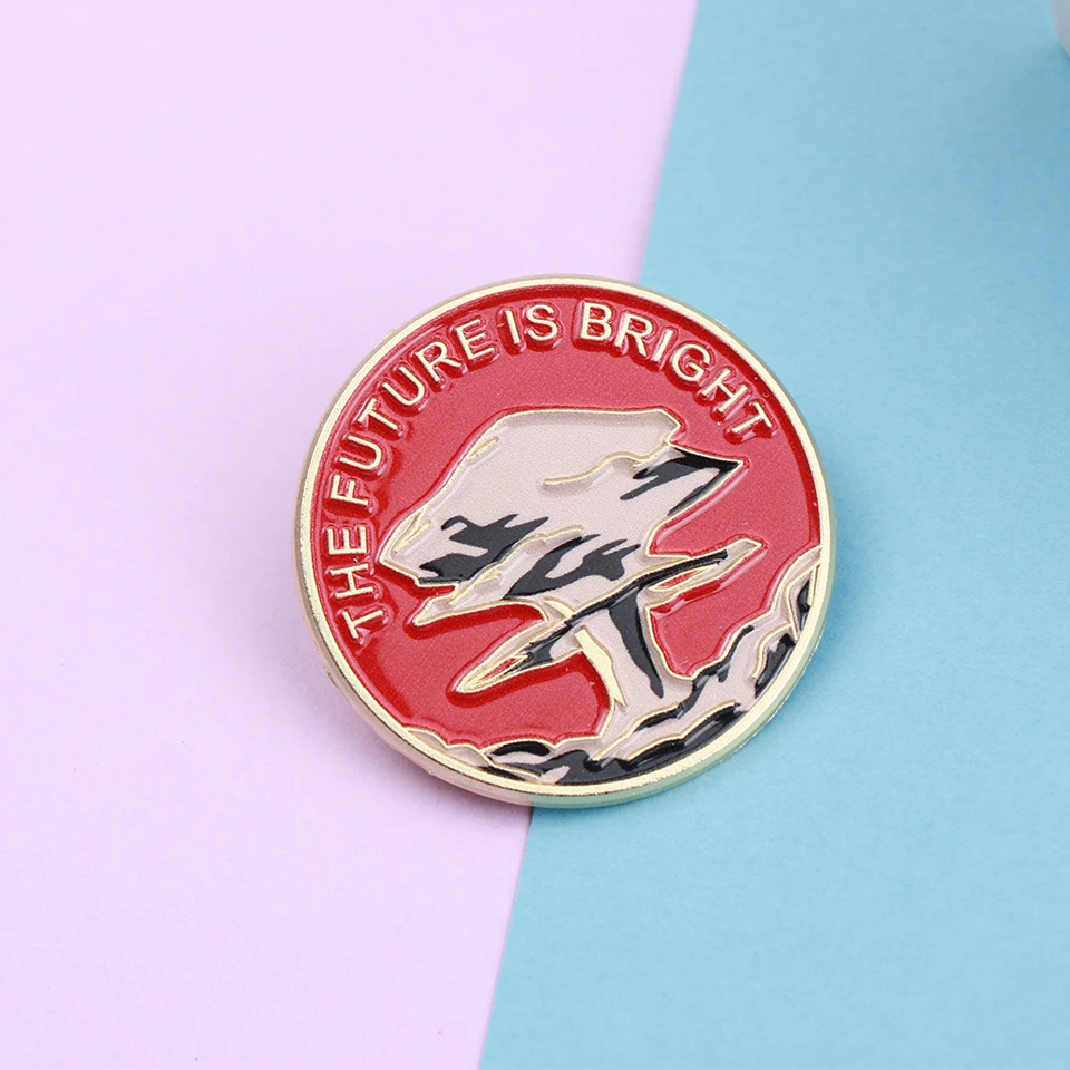 Cartoon Letters The Future Is Bright Enamel Metal Funny Lapel Pins Brooches Badges Backpack Wholesale Jewelry Gift for Friends