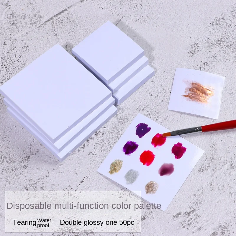 50pcs Disposable Tinting Glue Paper Tearable Nail Toning Palettes Nail Polish Color Mixing Tray Waterproof Paper Display Board