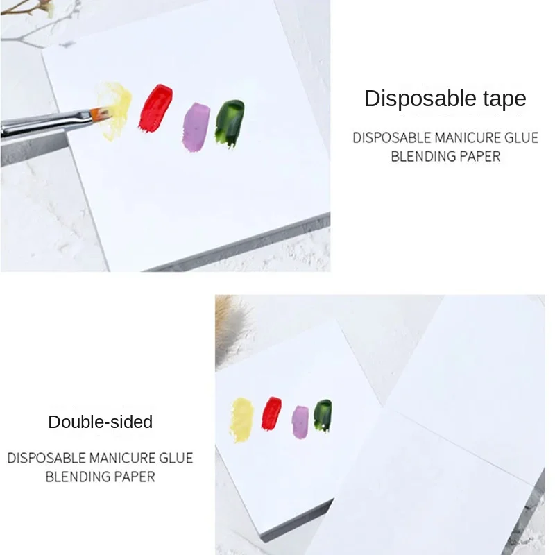 50pcs Disposable Tinting Glue Paper Tearable Nail Toning Palettes Nail Polish Color Mixing Tray Waterproof Paper Display Board
