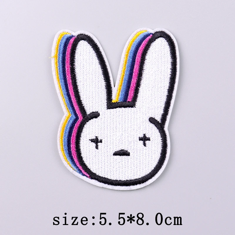 Bad Bunny Patches For Clothing Singer Embroidery Patch Iron On Patches For Clothes Hip Hop Punk Sewing/Fusible Patch Stickers