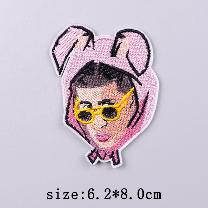 Bad Bunny Patches For Clothing Singer Embroidery Patch Iron On Patches For Clothes Hip Hop Punk Sewing/Fusible Patch Stickers
