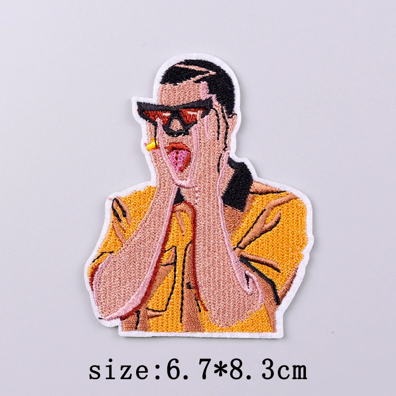 Bad Bunny Patches For Clothing Singer Embroidery Patch Iron On Patches For Clothes Hip Hop Punk Sewing/Fusible Patch Stickers