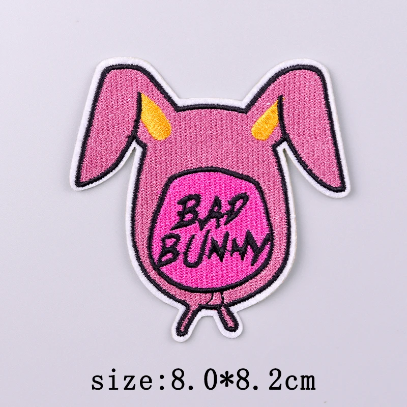 Bad Bunny Patches For Clothing Singer Embroidery Patch Iron On Patches For Clothes Hip Hop Punk Sewing/Fusible Patch Stickers