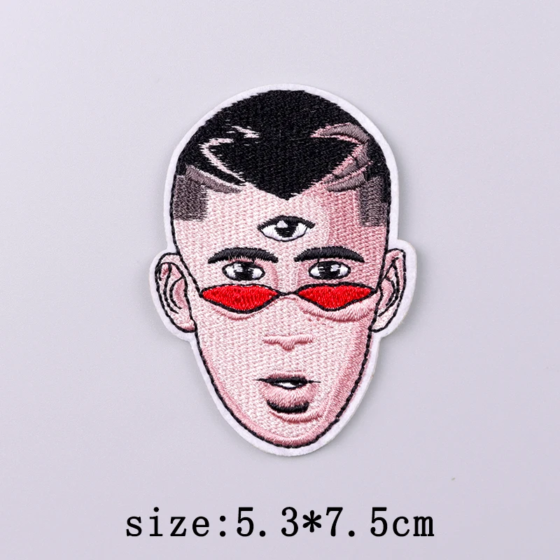 Bad Bunny Patches For Clothing Singer Embroidery Patch Iron On Patches For Clothes Hip Hop Punk Sewing/Fusible Patch Stickers