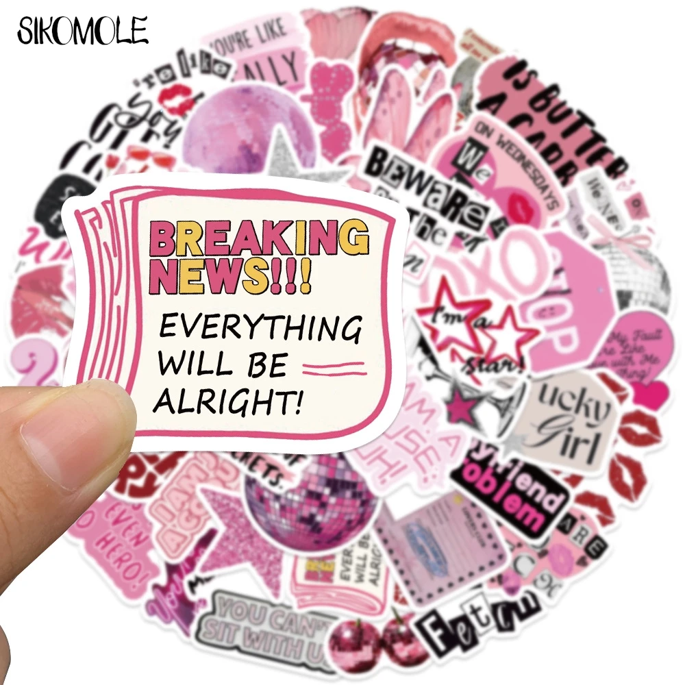 10/30/50pcs Cute Pink Cool Girls Cartoon Stickers Aesthetic Decal Fridge Laptop Phone Diary Stationery Graffiti Sticker Kid Toy