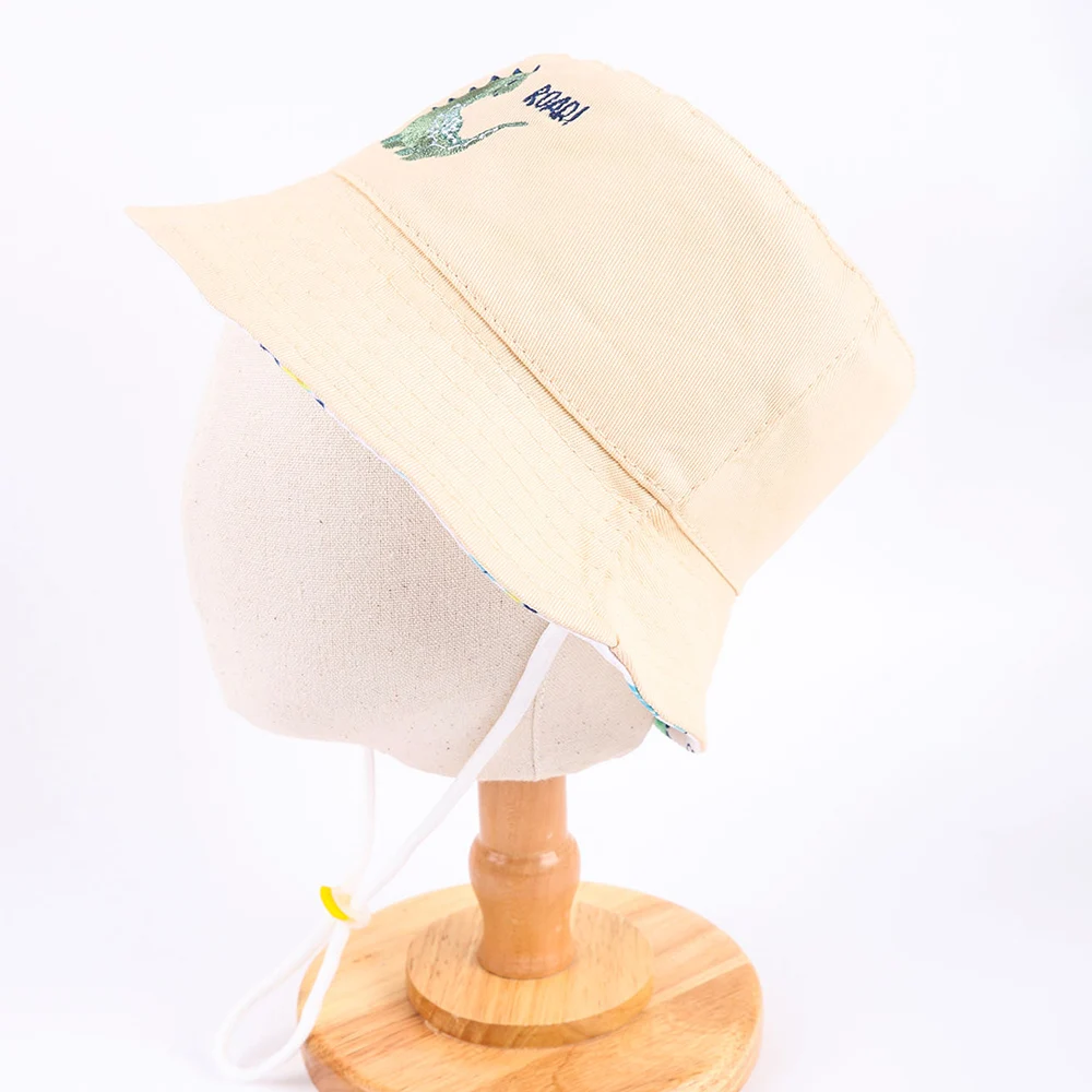 Summer Double Sided Baby Bucket Hat Cartoon Embroidered Baby Hat for Boys Girls Fisherman Cap Outdoor Kids Sun Hat