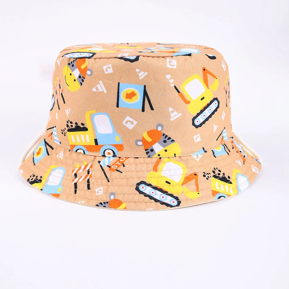 Summer Double Sided Baby Bucket Hat Cartoon Embroidered Baby Hat for Boys Girls Fisherman Cap Outdoor Kids Sun Hat