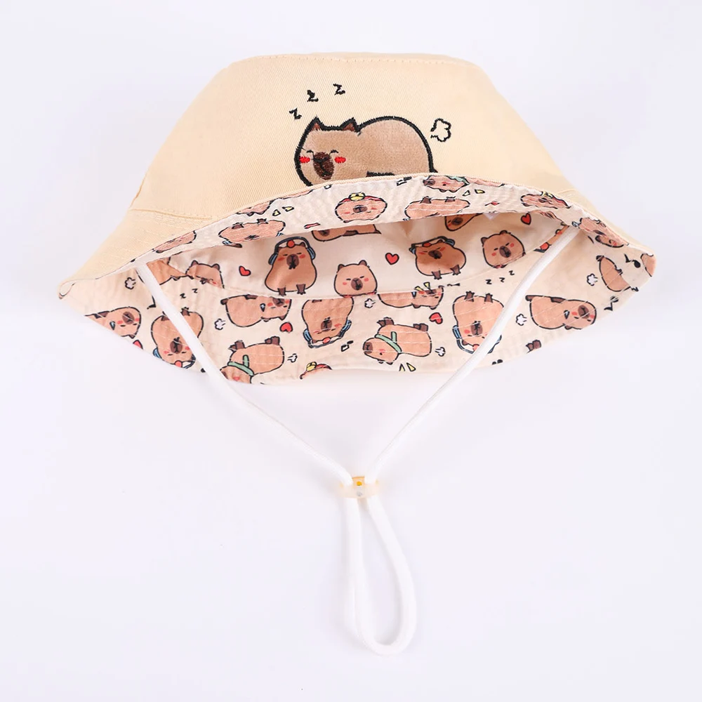 Summer Double Sided Baby Bucket Hat Cartoon Embroidered Baby Hat for Boys Girls Fisherman Cap Outdoor Kids Sun Hat