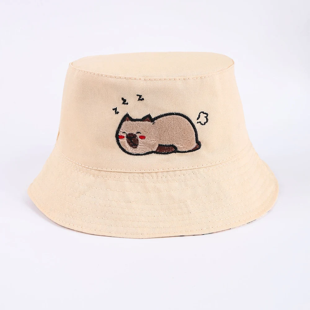 Summer Double Sided Baby Bucket Hat Cartoon Embroidered Baby Hat for Boys Girls Fisherman Cap Outdoor Kids Sun Hat