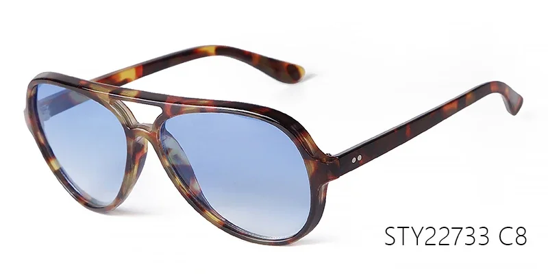 Trendy Gradient Blue Lens Oversized Pilot Sunglasses Women Brand Design Vintage Tortoise Shell Aviation Men Shades Sun Glasses