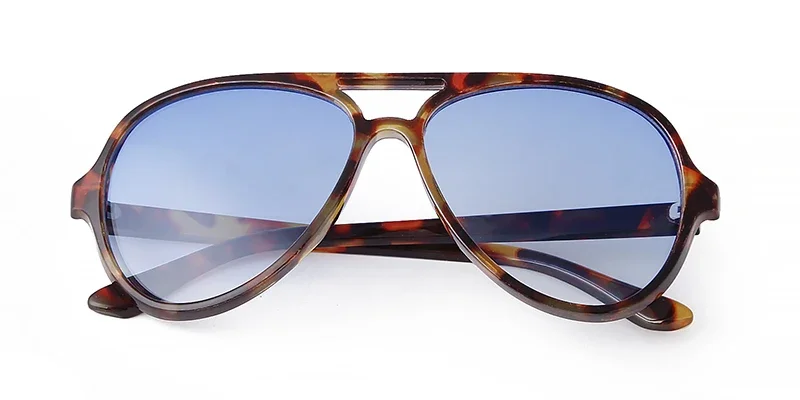 Trendy Gradient Blue Lens Oversized Pilot Sunglasses Women Brand Design Vintage Tortoise Shell Aviation Men Shades Sun Glasses