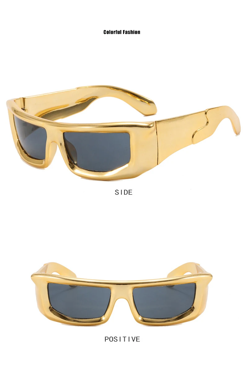 KAMMPT Y2k Wrap Round Men Sunglasses 2023 New Metallic Rim Outdoor Sports Women Shades Trendy Brand Design Vintage UV400 Eyewear