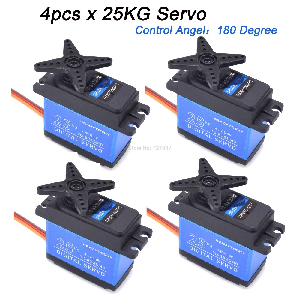 Waterproof 180/270/360 Degree 20KG 25KG 30kg 35kg 60kg Large Torque Digital Coreless Servo Aluminium Metal Gears 25T Arm RC Car