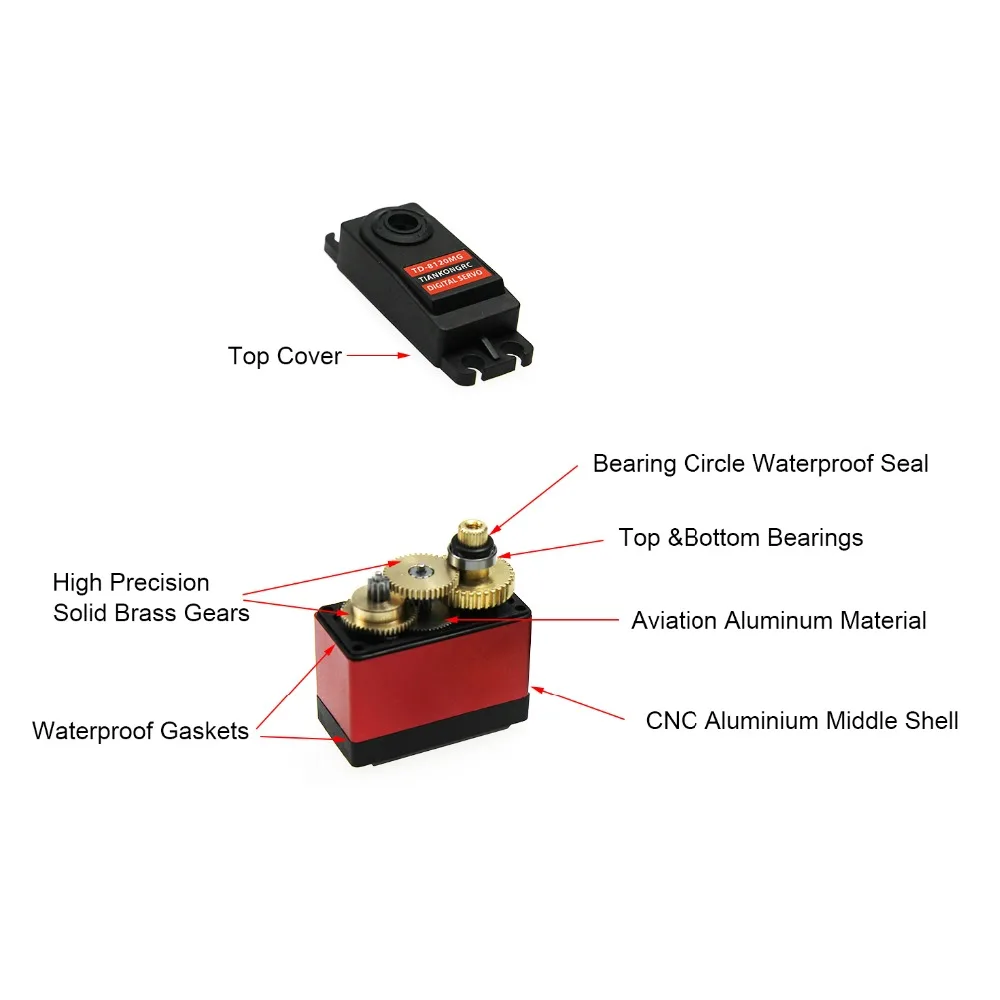 Waterproof 180/270/360 Degree 20KG 25KG 30kg 35kg 60kg Large Torque Digital Coreless Servo Aluminium Metal Gears 25T Arm RC Car