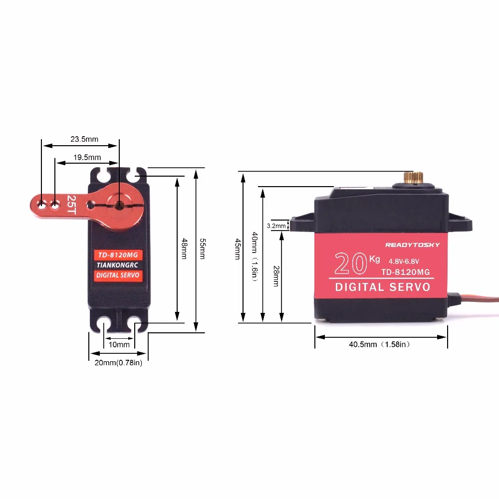 Waterproof 180/270/360 Degree 20KG 25KG 30kg 35kg 60kg Large Torque Digital Coreless Servo Aluminium Metal Gears 25T Arm RC Car