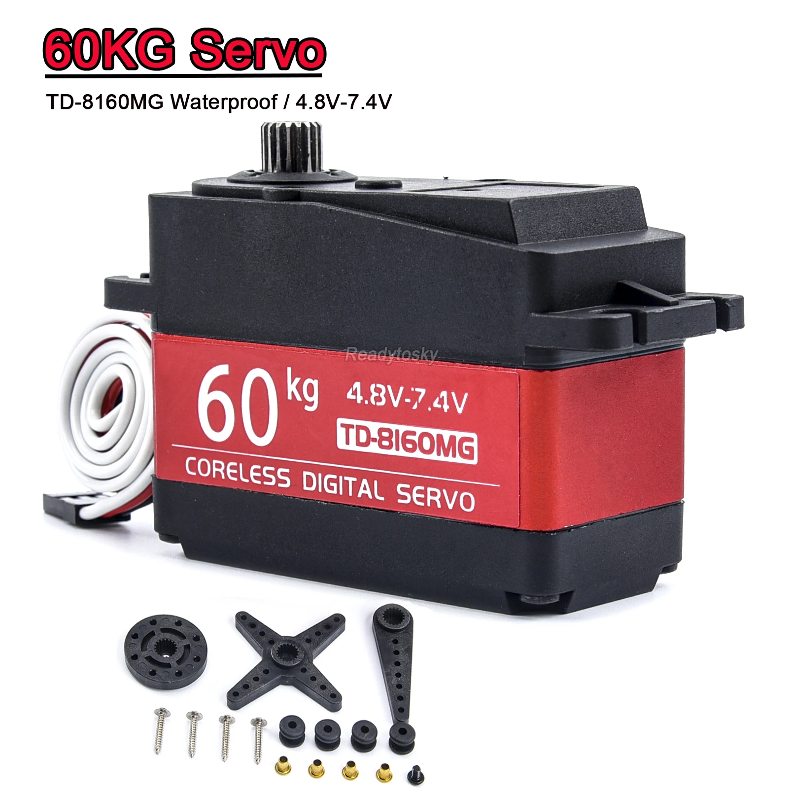 Waterproof 180/270/360 Degree 20KG 25KG 30kg 35kg 60kg Large Torque Digital Coreless Servo Aluminium Metal Gears 25T Arm RC Car