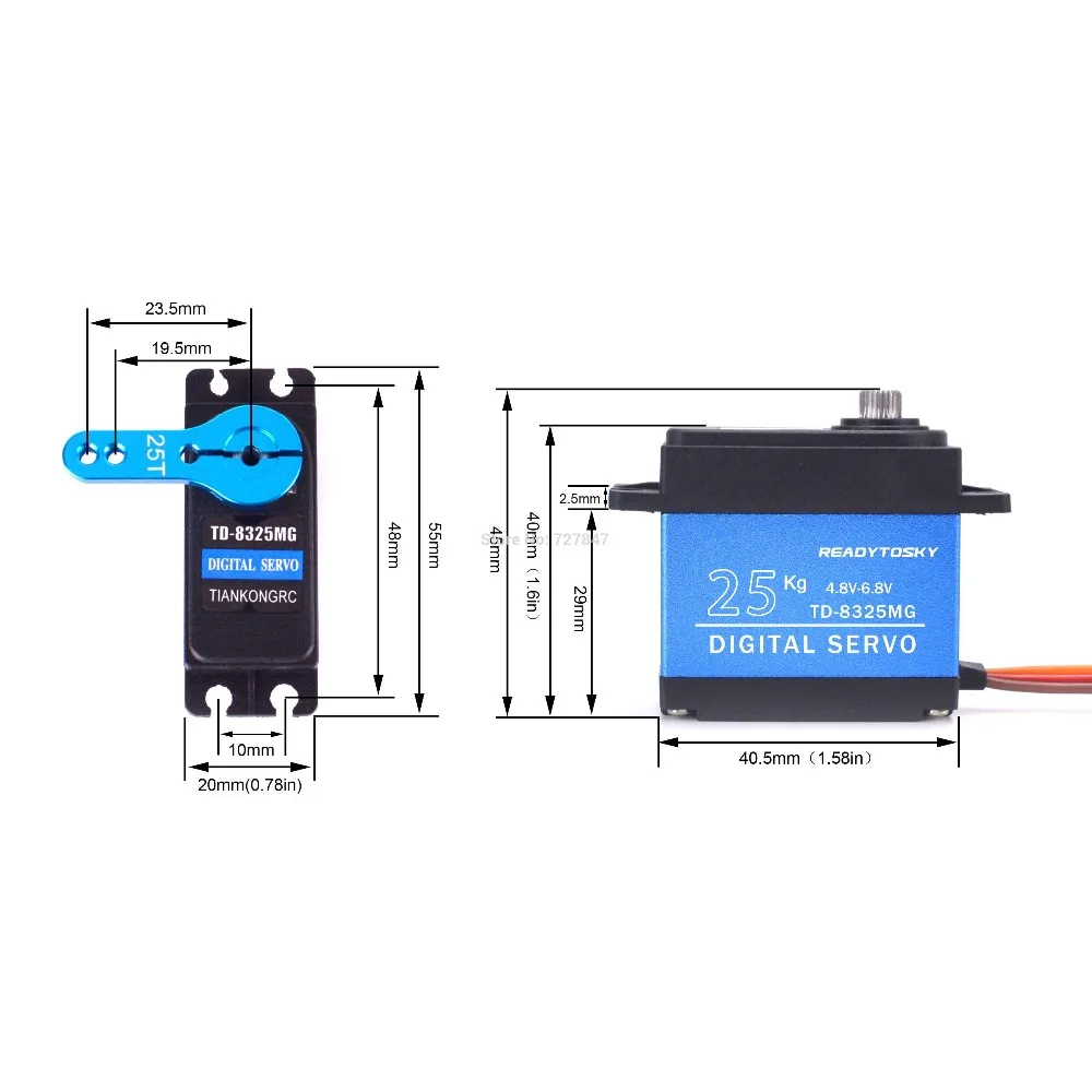 Waterproof 180/270/360 Degree 20KG 25KG 30kg 35kg 60kg Large Torque Digital Coreless Servo Aluminium Metal Gears 25T Arm RC Car