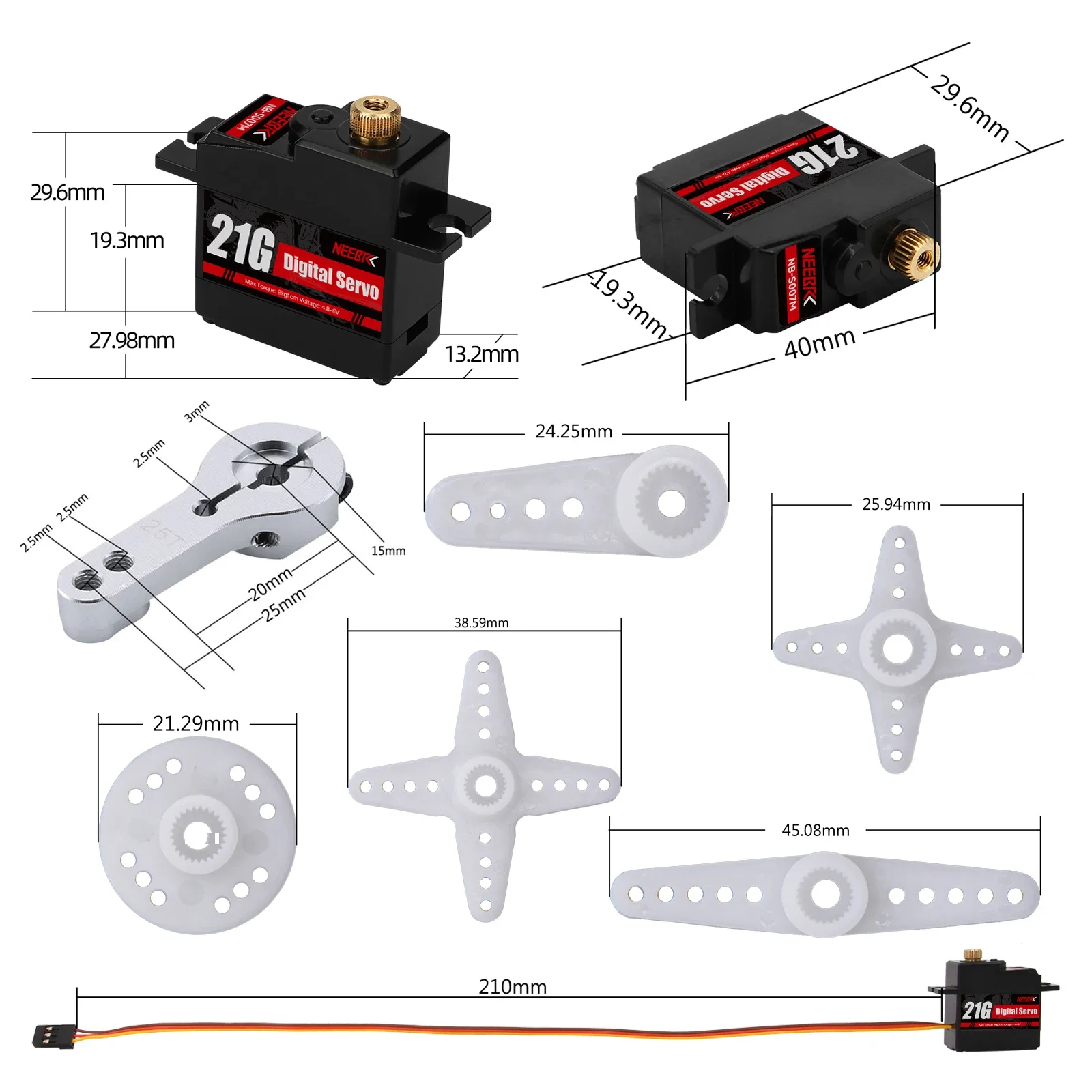 NEEBRC 2g 4.3g 5g 8g 12g 21g Digital Micro Servo for RC Plane Drone Mini Car Helicopter Fixed-wing Wltoys K969 K989 XKS X450