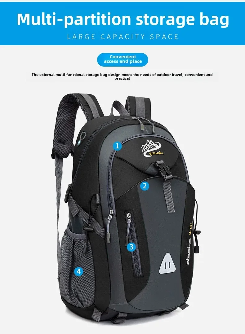 Travel Backpack Men's and Women's Outdoor Mountaineering Bag Large Capacity Waterproof Sports Camping Hiking Luggage Storage Bag