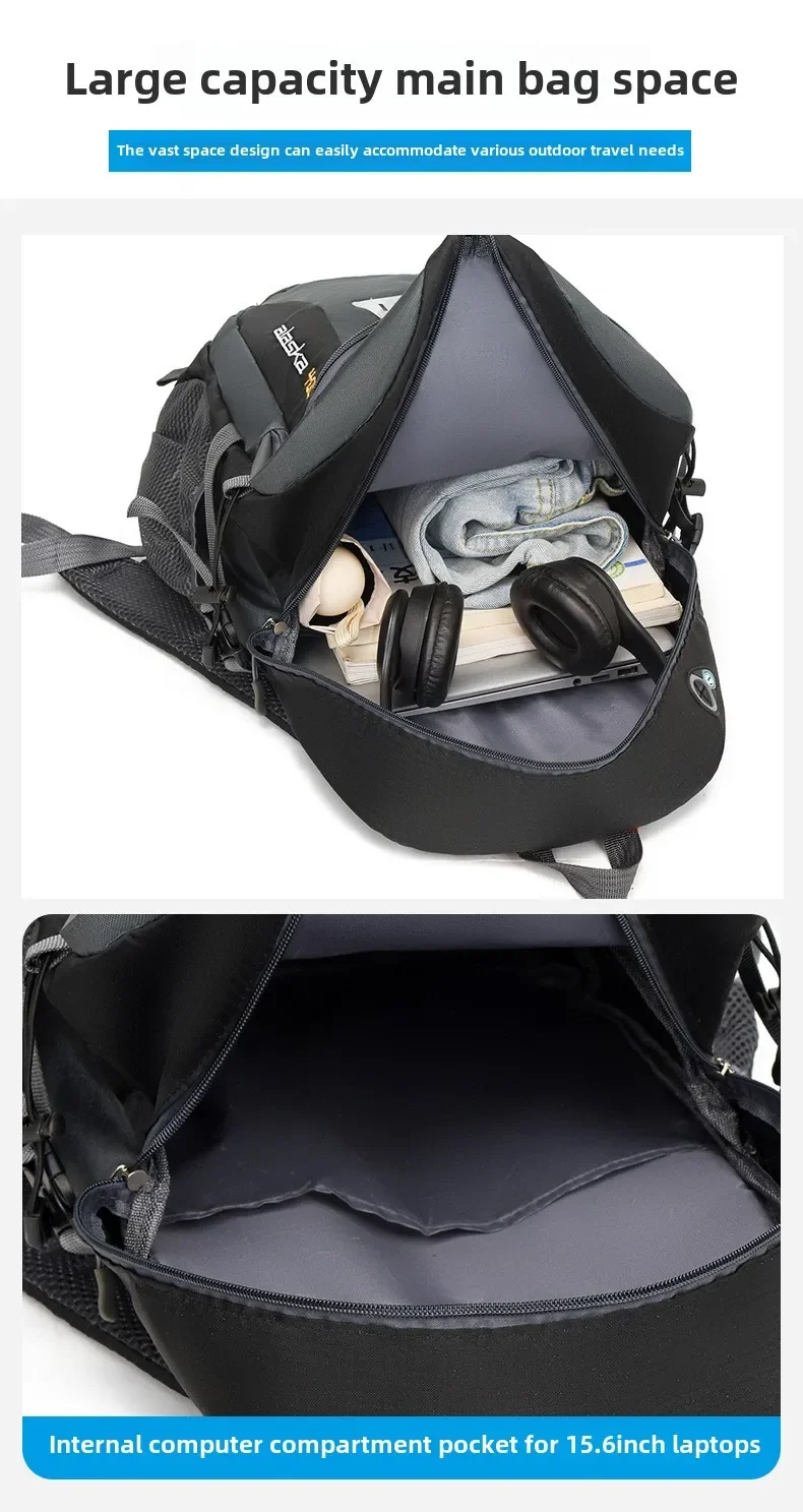Travel Backpack Men's and Women's Outdoor Mountaineering Bag Large Capacity Waterproof Sports Camping Hiking Luggage Storage Bag