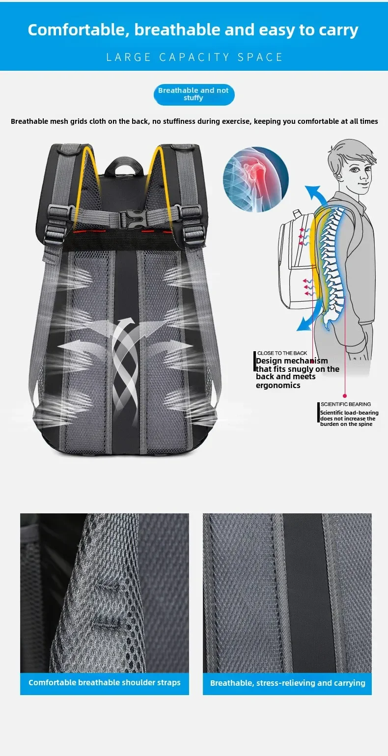 Travel Backpack Men's and Women's Outdoor Mountaineering Bag Large Capacity Waterproof Sports Camping Hiking Luggage Storage Bag